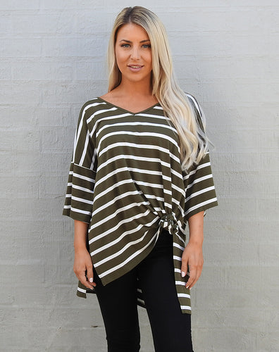 Olive stripe Top