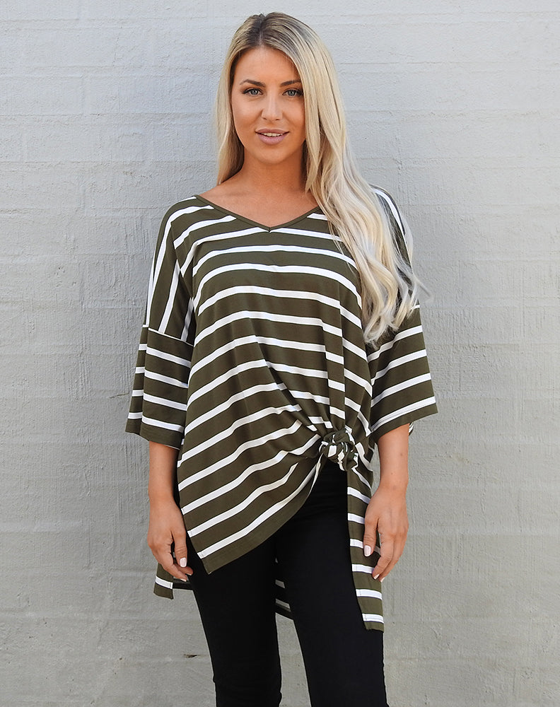 Olive stripe Top