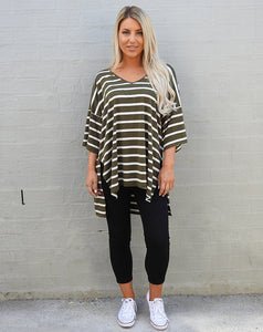 Olive stripe Top