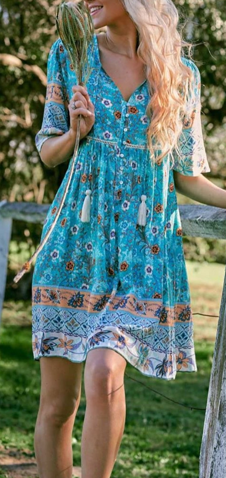 blue dress for baby girl Gown Dress, Boho Maxi Dress, Loose Dress, Dwarf Purple Iris, Blue / S main image 0