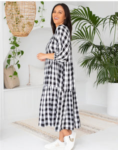 Amber Gingham Dress - Black